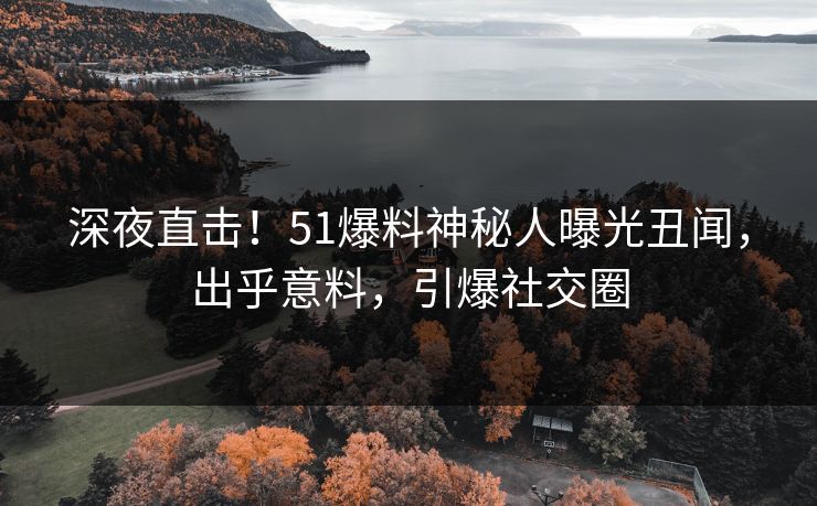 深夜直击！51爆料神秘人曝光丑闻，出乎意料，引爆社交圈
