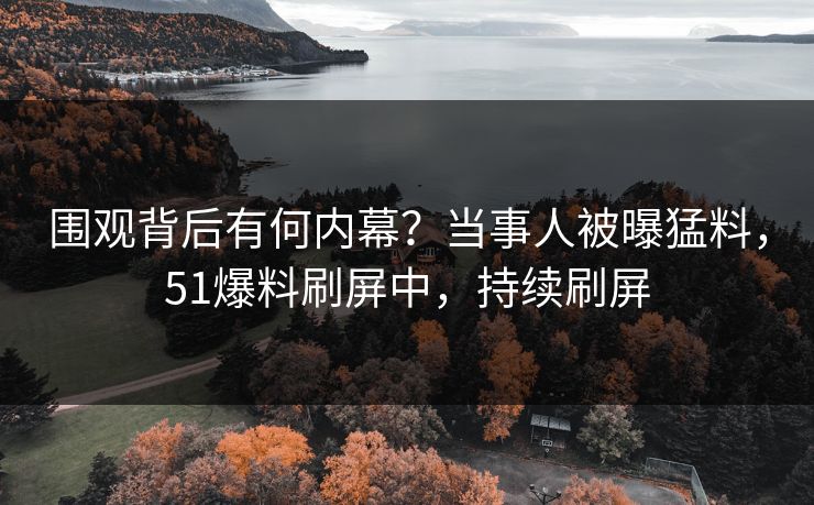 围观背后有何内幕？当事人被曝猛料，51爆料刷屏中，持续刷屏