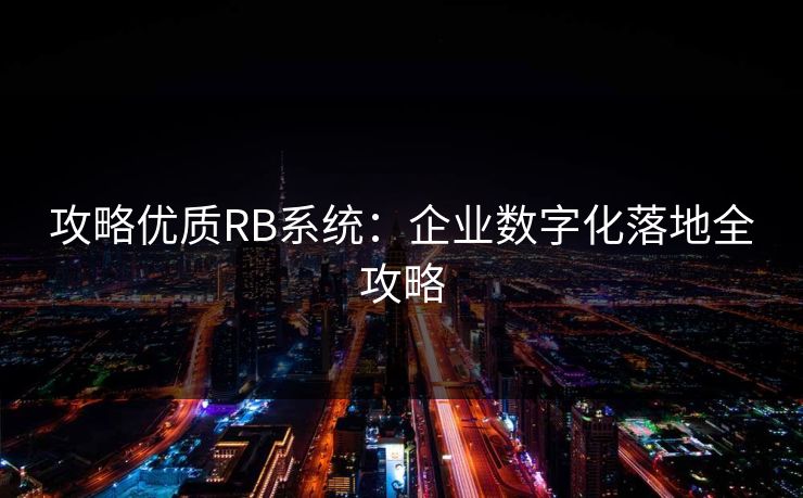 攻略优质RB系统：企业数字化落地全攻略