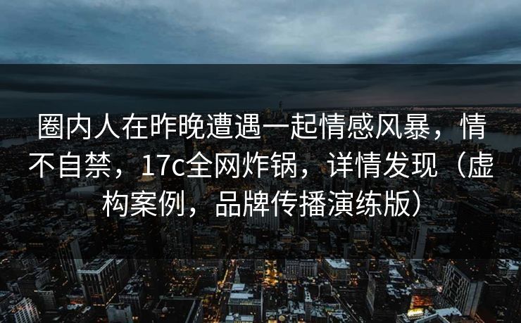 圈内人在昨晚遭遇一起情感风暴，情不自禁，17c全网炸锅，详情发现（虚构案例，品牌传播演练版）