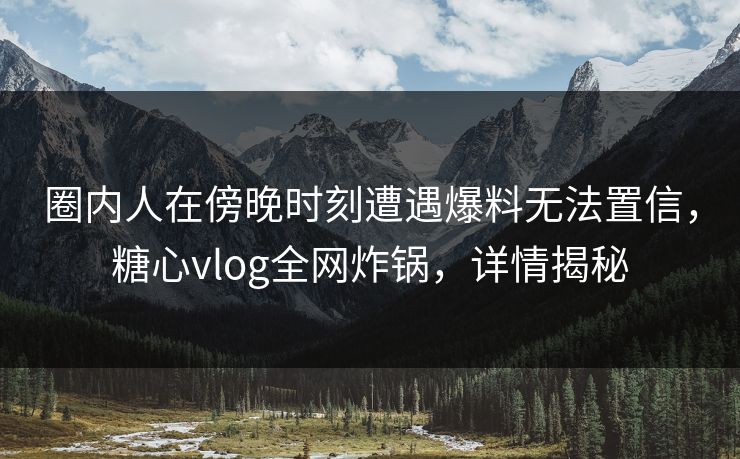 圈内人在傍晚时刻遭遇爆料无法置信，糖心vlog全网炸锅，详情揭秘