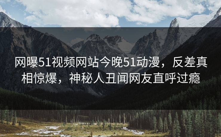 网曝51视频网站今晚51动漫，反差真相惊爆，神秘人丑闻网友直呼过瘾