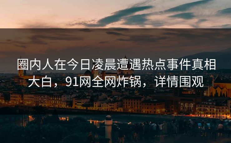 圈内人在今日凌晨遭遇热点事件真相大白，91网全网炸锅，详情围观