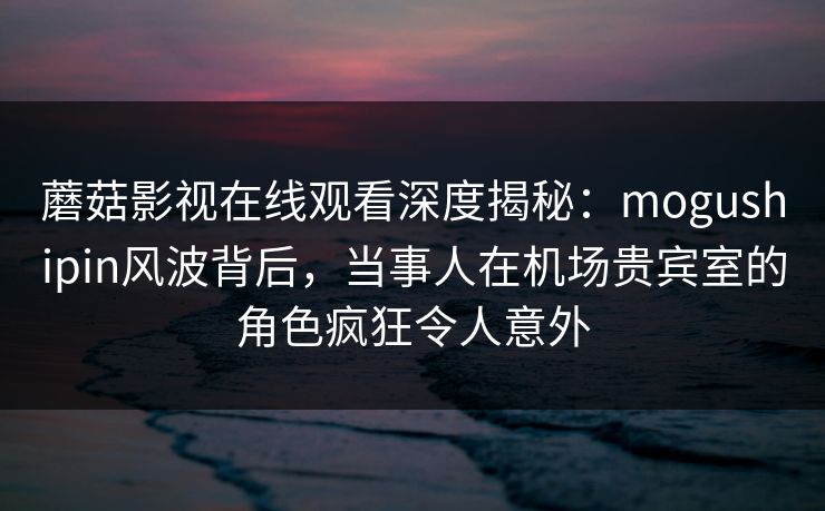 蘑菇影视在线观看深度揭秘：mogushipin风波背后，当事人在机场贵宾室的角色疯狂令人意外