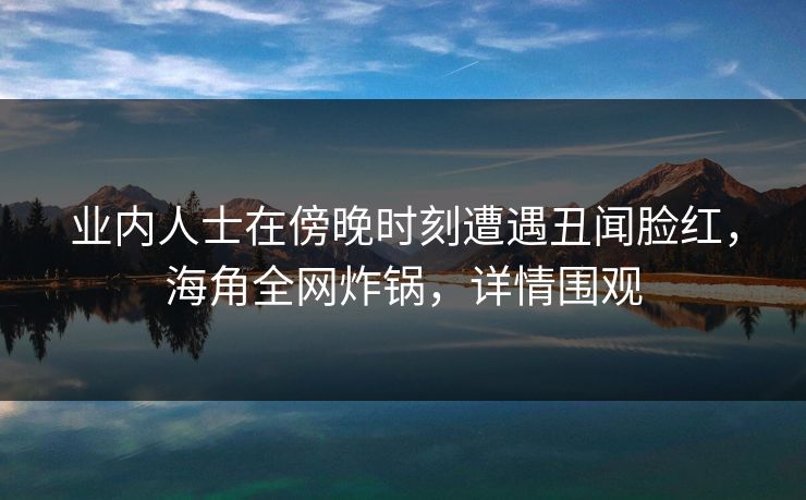 业内人士在傍晚时刻遭遇丑闻脸红，海角全网炸锅，详情围观