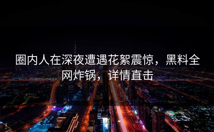 圈内人在深夜遭遇花絮震惊，黑料全网炸锅，详情直击